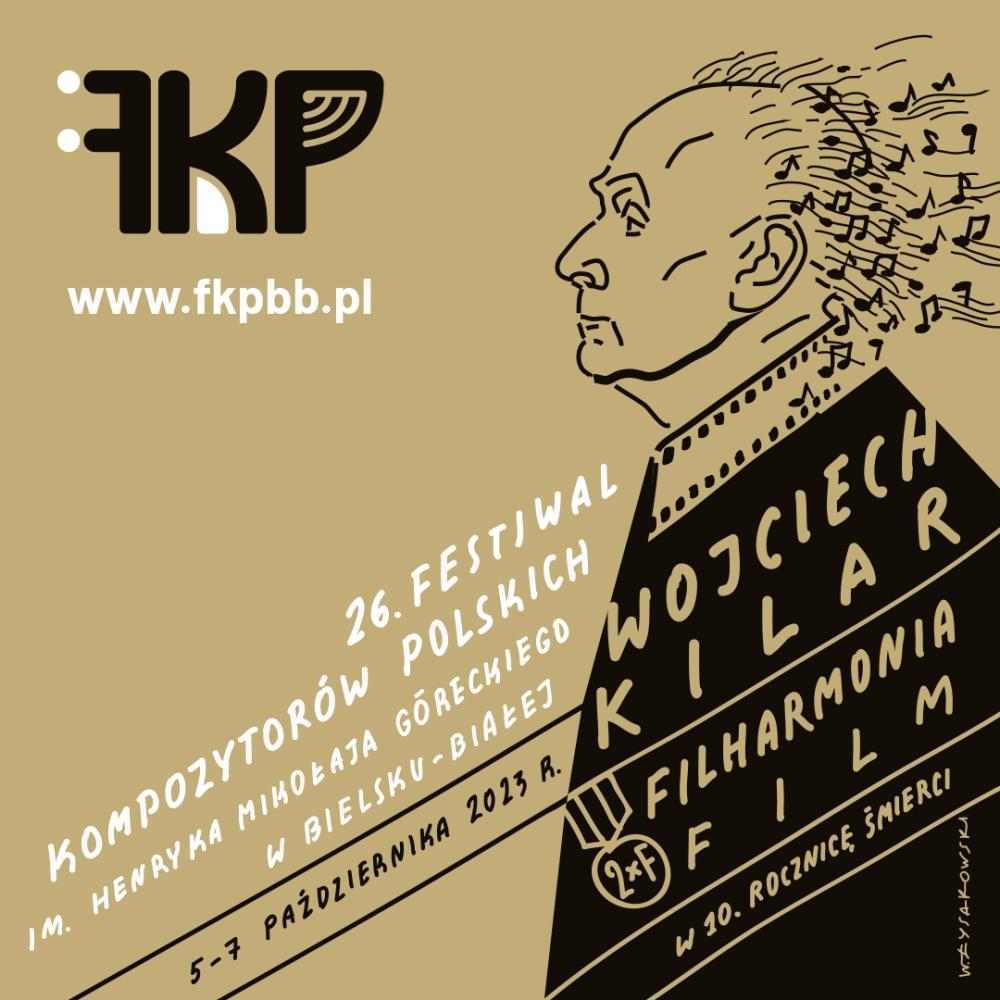 Plakat Festiwalu Kompozytorów Polskich zawierający rysunek Wojciecha Kilara